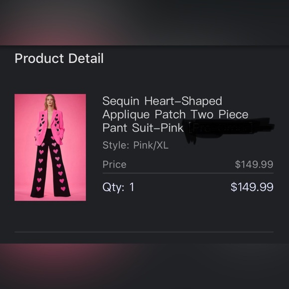 Heart Patterned Black and Pink Women's Pants + Jacket AVAIL NOW - Picture 2 of 2